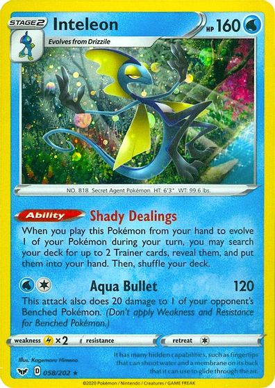 Pokemon Trading Card Game - Shady Dealings Inteleon 58/202 (Cosmos Holo)